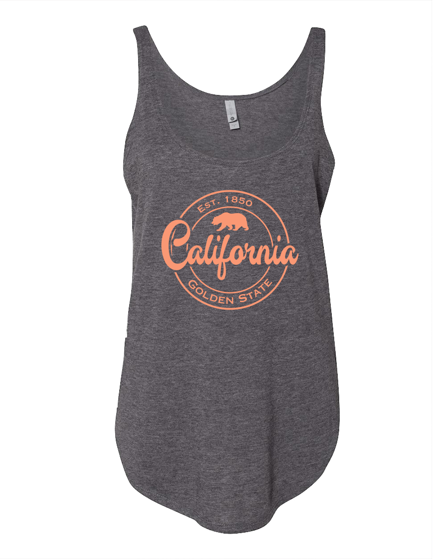 Golden State Circle Womens Tank Top - Charcoal