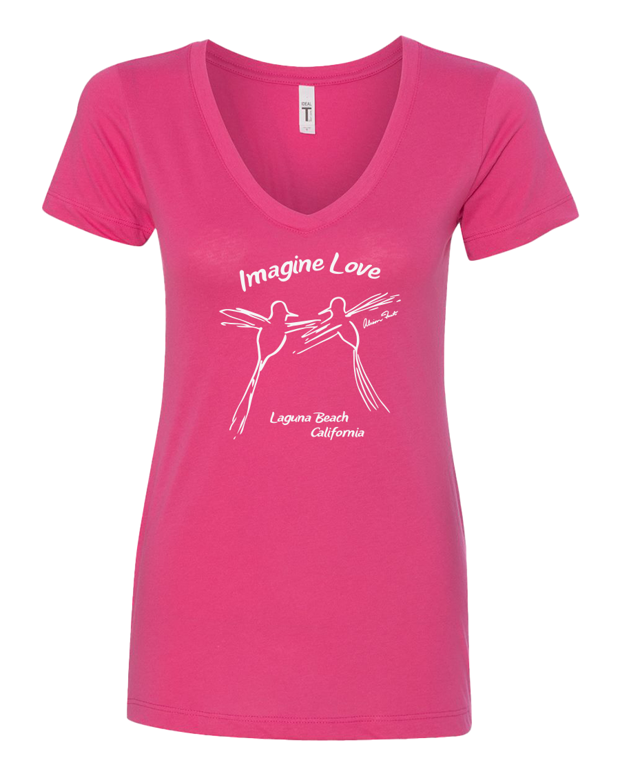 Hummingbirds Women's V-neck Tee - Raspberry