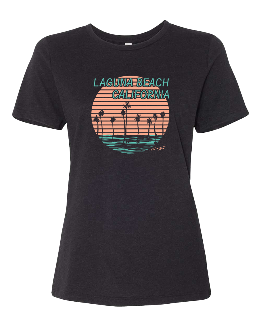 Palm Shadow Sunset Tee - Black Heather