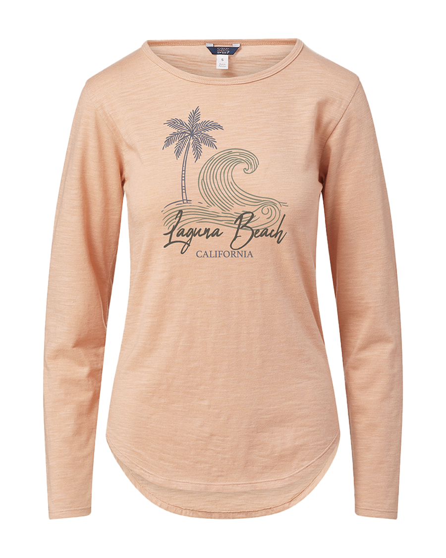Palm Wave Sketch Slub LS Tee - The T-shirt Company at Laguna Beach