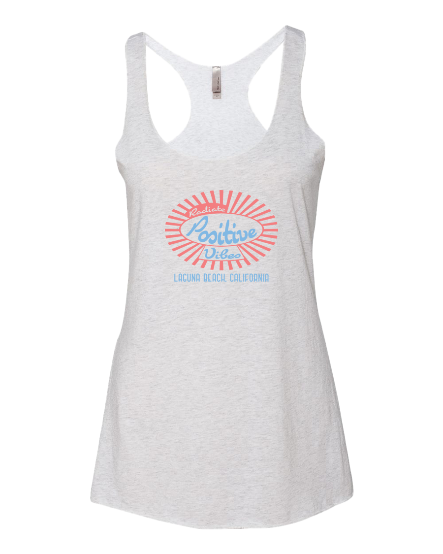 Radiate Positive Vibes Tank Top - Heather White