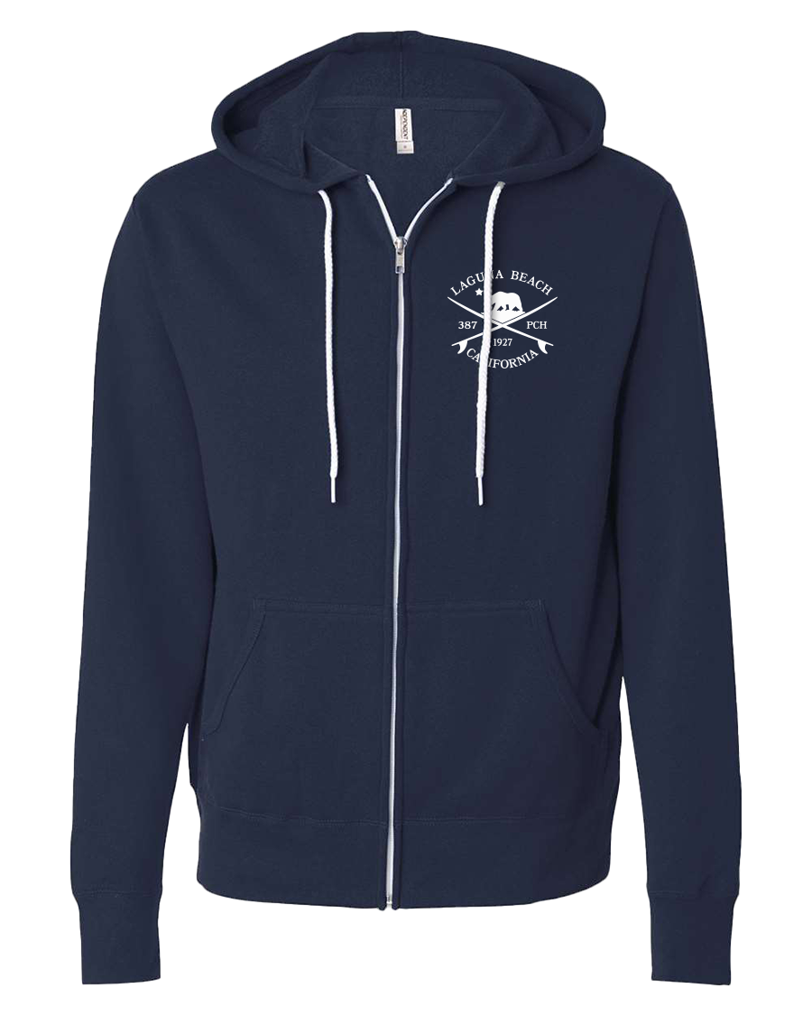 Surf Cross Bear Adult Zip Hoodie