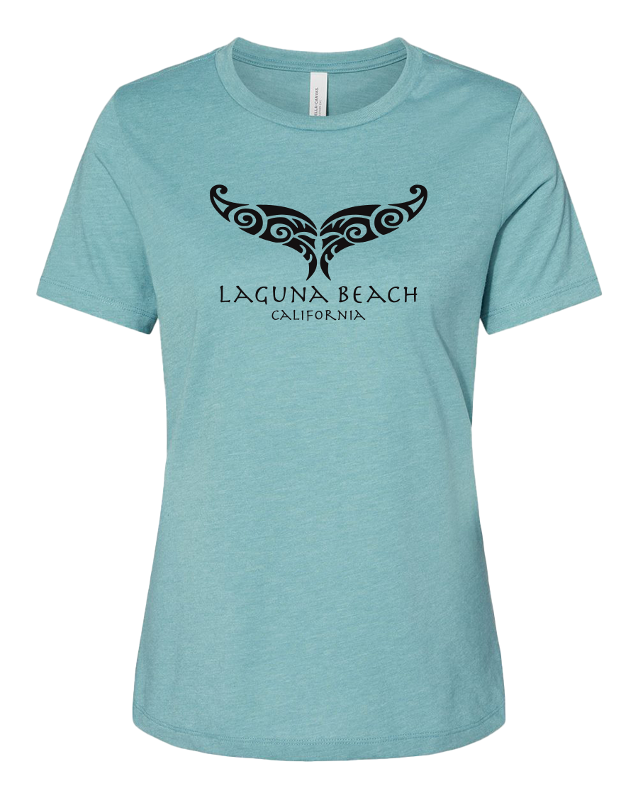 Tribal Whale Tail Tee - Heather Blue Lagoon