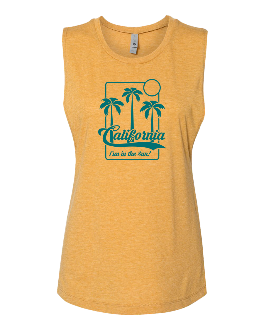 Fun In The Sun Womens Muscle Tank - Antique Gold