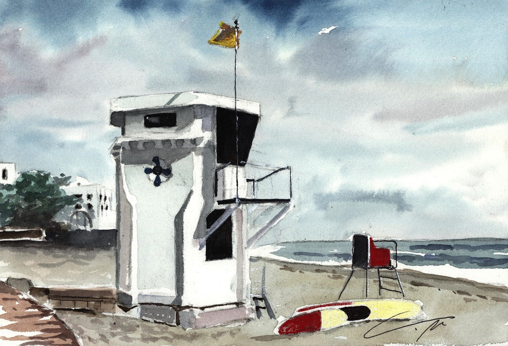 Lifeguard Tower and Chair Print - Laguna Beach T-Shirt Co