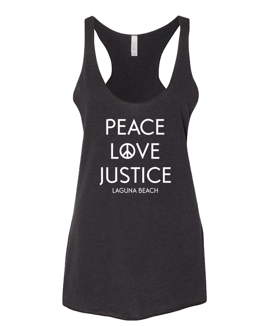Peace Love Justice Tank Top - Heather Black