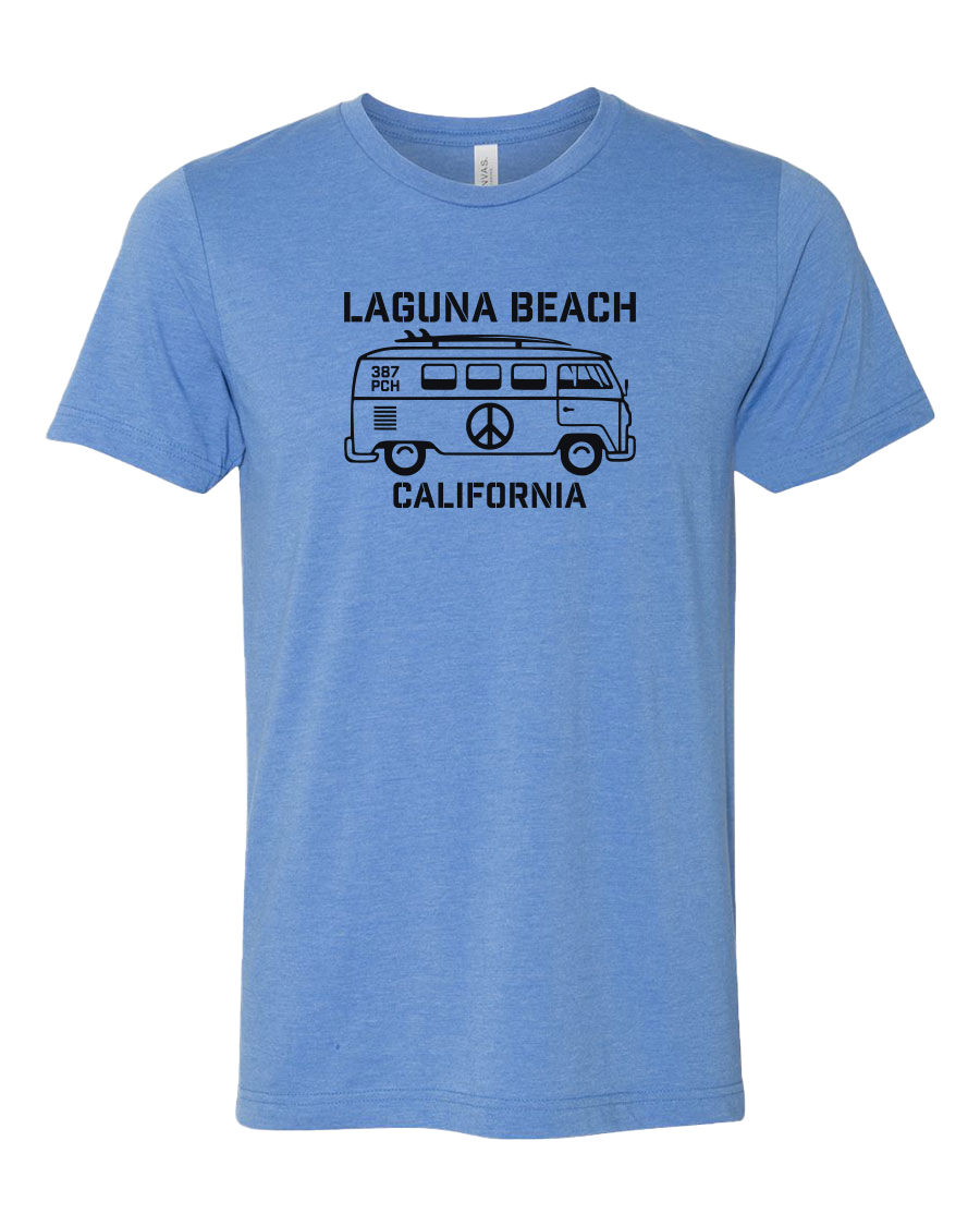 VW Peace Bus T-shirt - Heather Columbia Blue