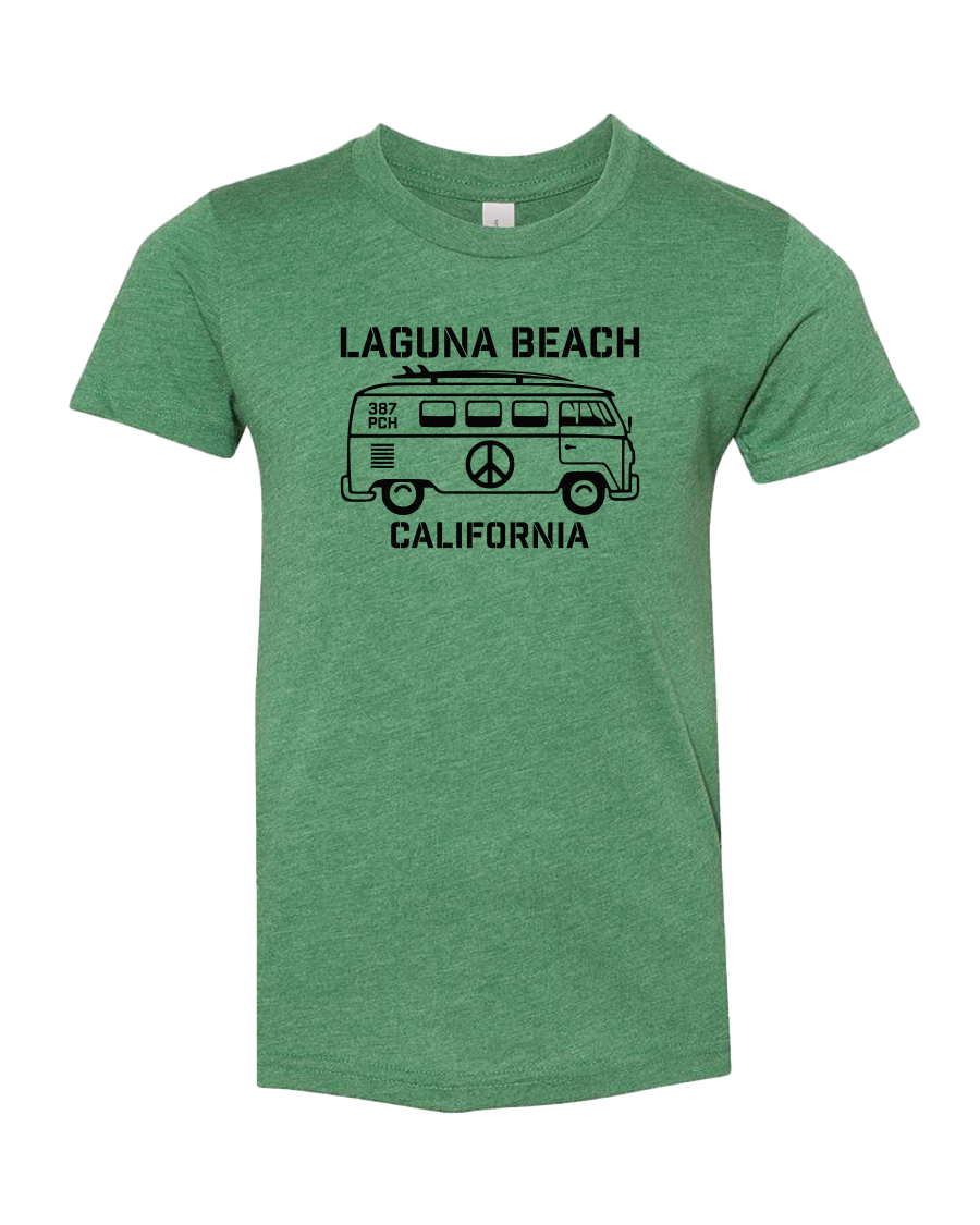 VW Peace Bus Youth Tee - Heather Grass Green
