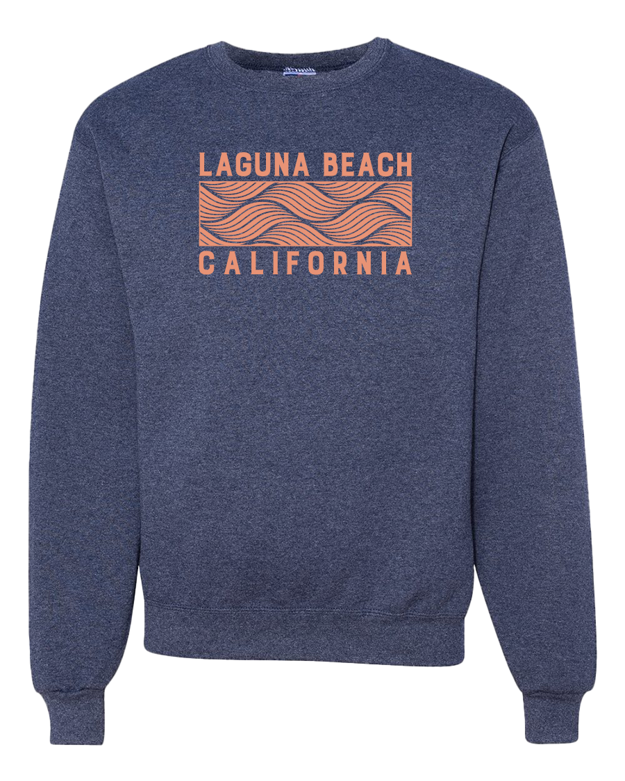 Wave Block Crewneck Sweatshirt - Vintage Heather Navy